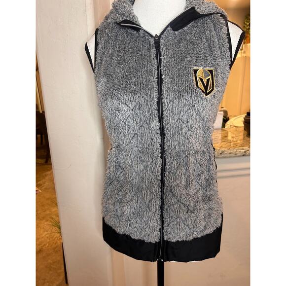 Women's Antigua Heathered Gray Golden Knights Hooded Full-Zip Vest S - Picture 2 of 9